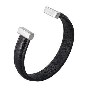 Fancy Stainless steel & Genuine Leather Bracelet